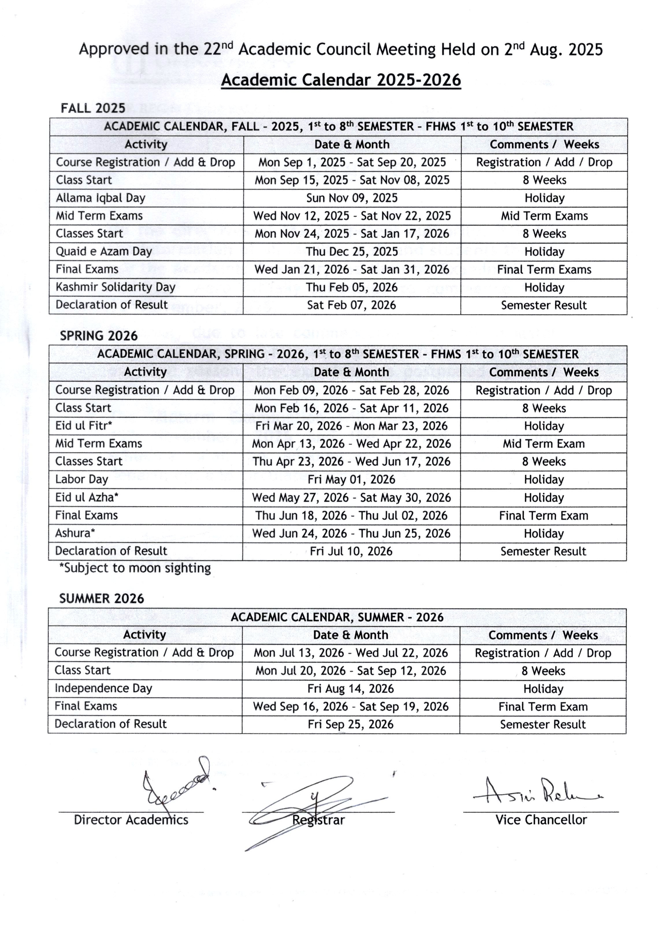 Academic Calendar 2026